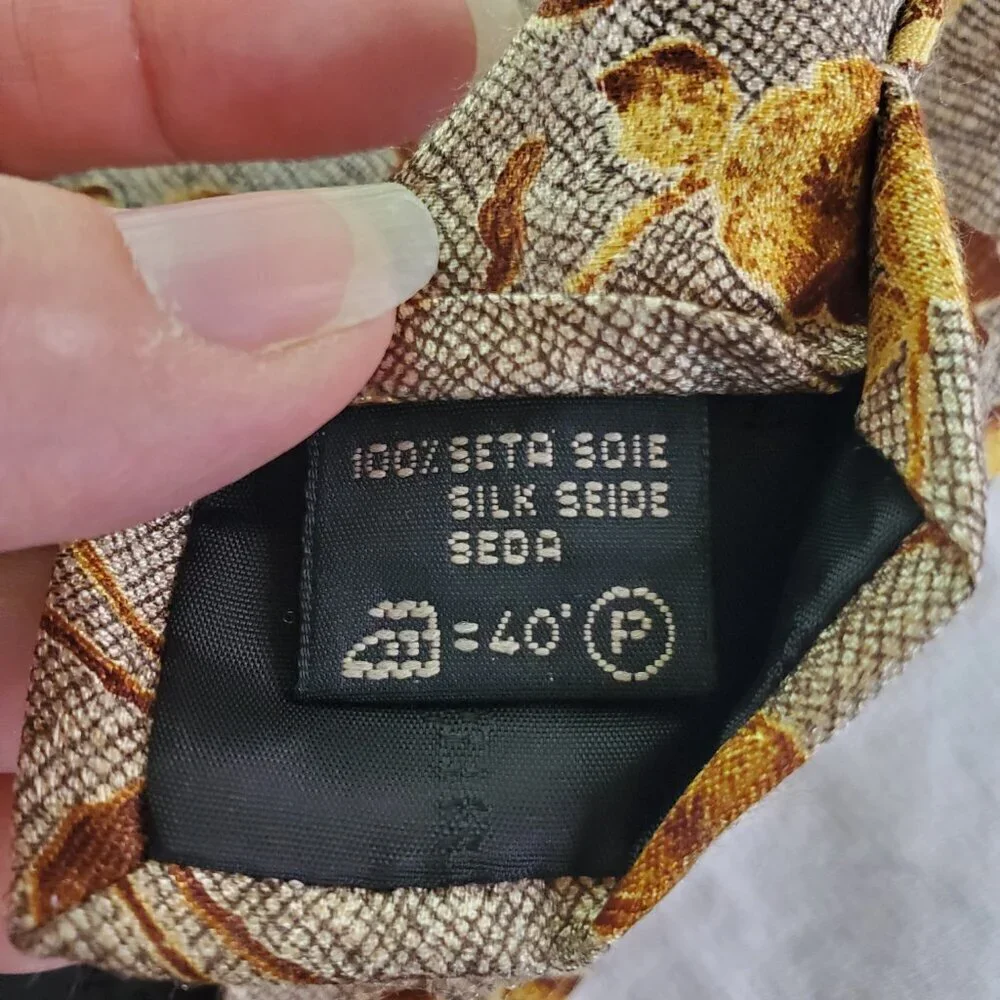Ermenegildo Zegna Luxury Silk Men's Tie Elegant Floral Pattern Brown Gold Formal